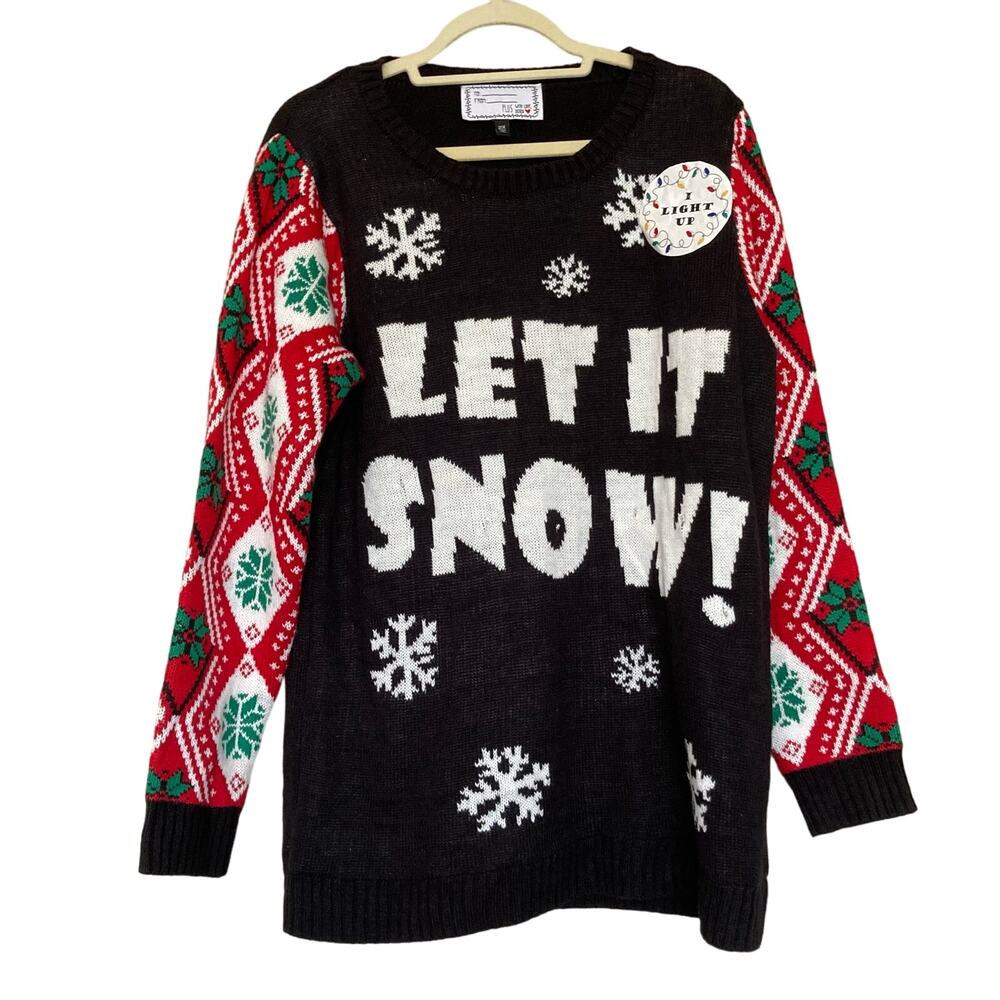 Blinking Lights Color Changing Christmas Sweater With Holiday Junior Size 2X NEW
